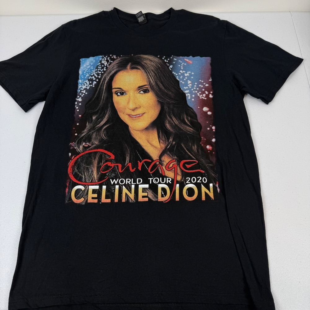 Celine Dion Courage World Tour 2020 Graphic T-Shirt Black Womens Medium Concert